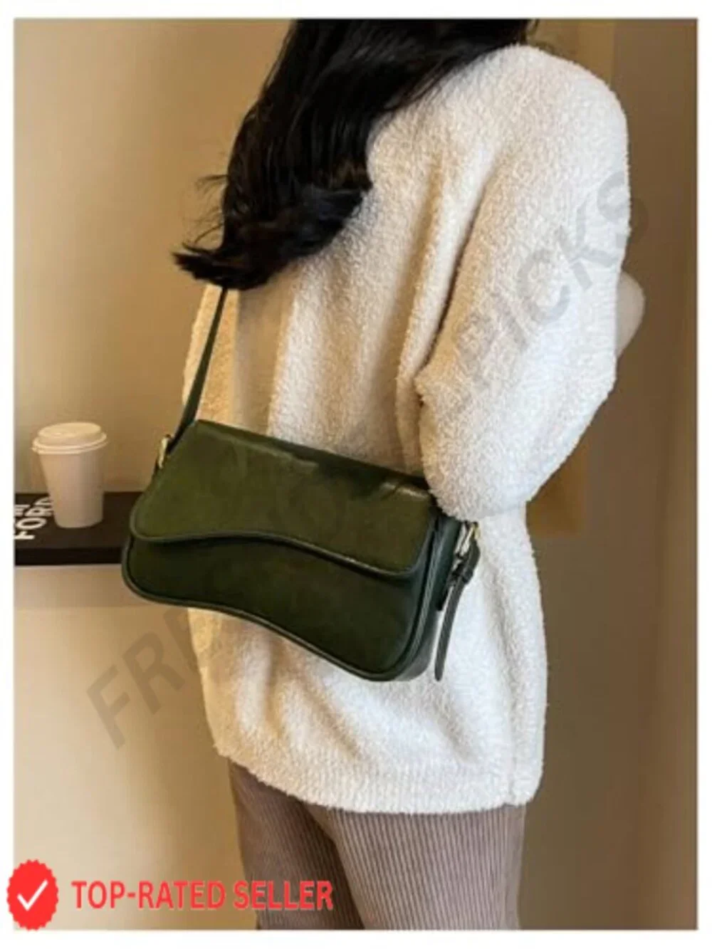 Faux Leather Hobo Shoulder Bag - Trendy Crossbody Purse with Top Handle &